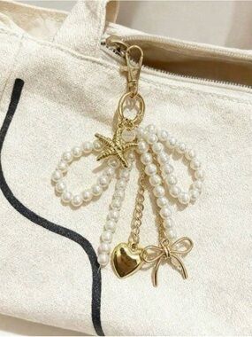 Gold and Pearl Charm Keychain